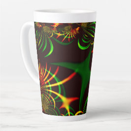 Caneca De Café Latte Folhas verdes e curvas amarelas coradas pelo fogo