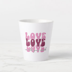 Caneca De Café Latte Fonte de bolha empilhada "Amor" Rosa