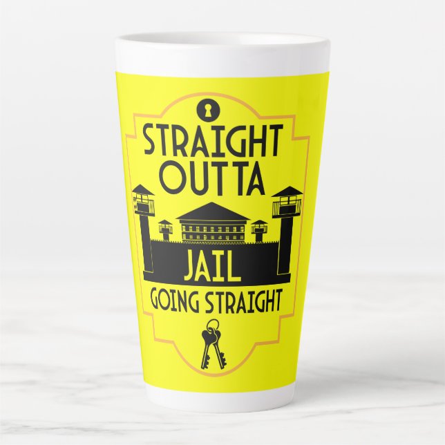 Caneca De Café Latte Fora Da Prisão Libertar Presente Dois Tons De Café (Frente)