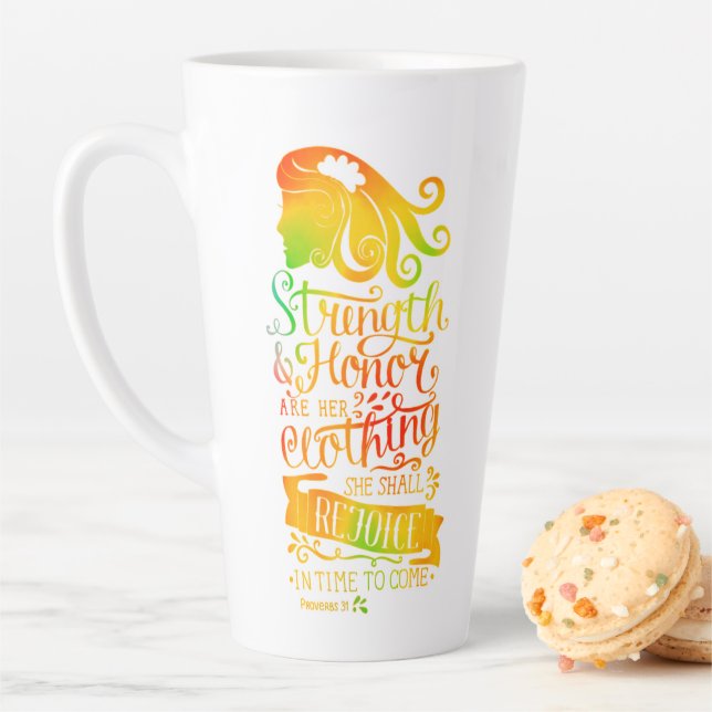 Caneca De Café Latte Força e Honra escritura personalizada   (In Situ)