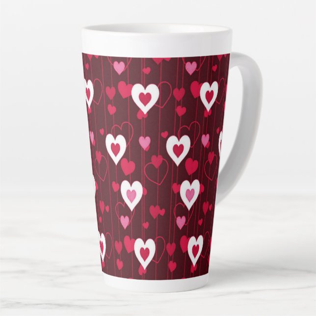 Caneca De Café Latte Forever Love Red Hearts (Ângulo direito)