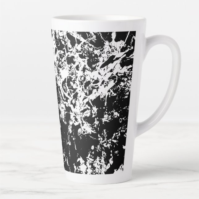 Caneca De Café Latte Formação de gelo Abstrato a preto e branco (Direita)