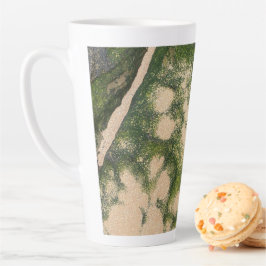 Caneca De Café Latte Formação Rochosa de Arenito com Musgo Esmeralda Ve