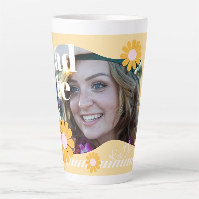 Caneca De Café Latte Formando Daisy Photo Beige (Frente)