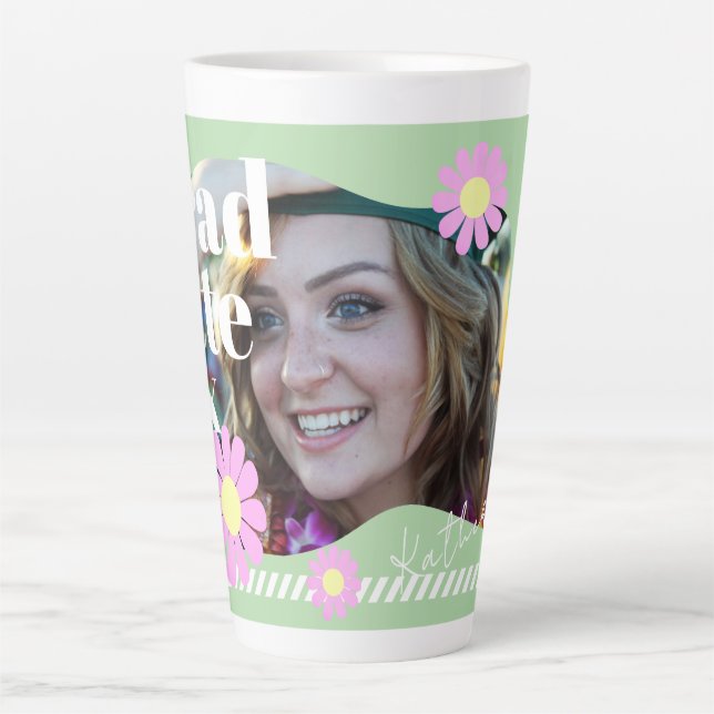 Caneca De Café Latte Formando Daisy Photo Green (Frente)