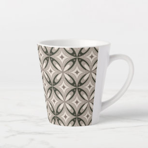 Caneca De Café Latte Formas circulares retrô bege e marrom