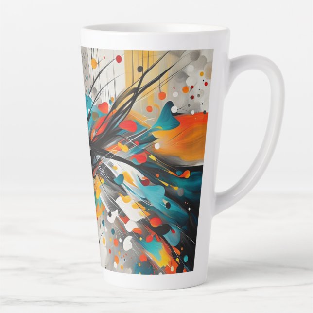 Caneca De Café Latte Formas de Abstrato brilhante (Direita)