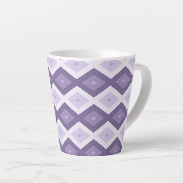 Caneca De Café Latte Formas de diamante de lavanda (Ângulo direito)