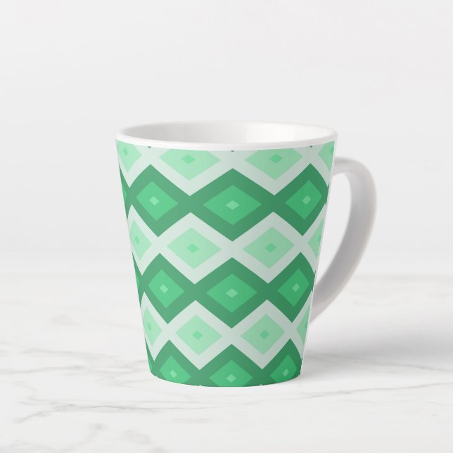 Caneca De Café Latte Formas de diamante verde (Ângulo direito)