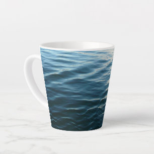 Caneca De Café Latte Formas de Fotografia da Abstrato de Água Azul