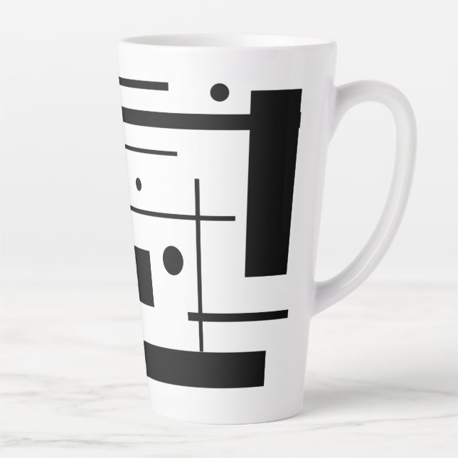 Caneca De Café Latte Formas Geométricas Brancas Na Caneca De Latte Pers (Direita)