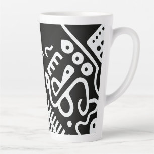 Caneca De Café Latte Formas Modernas Abstratas de Rabiscos