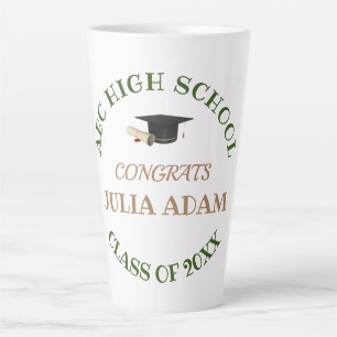 Caneca De Café Latte Formatura do ensino médio tipografia moderna