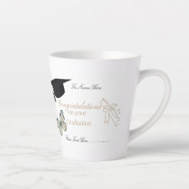 Caneca De Café Latte Formatura Personalizada com Borboletas e Chapéu