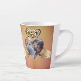 Caneca De Café Latte Foto 23º Aniversário do Casamento Topaz Claddagh L