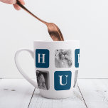 Caneca De Café Latte Foto Azul de Colagem Moderna Melhor Hubby Nunca Pr<br><div class="desc">O "Modern Collage Photo Best Hubby Ever Gift" é um presente personalizado de fotos que mostra uma coleção de fotos com os melhores momentos compartilhados entre você e seu amado marido. Esta versão em particular apresenta um tema azul, fazer e adição contemporânea a qualquer decoração.Este presente é perfeito para ocasiões...</div>