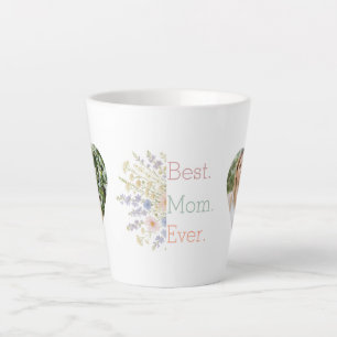 Caneca De Café Latte Foto cardíaca e Design floral - Dia de as mães per