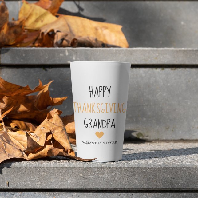 Caneca De Café Latte Foto da Colagem Moderna Feliz Ação de Graças Vovô (Criador carregado)