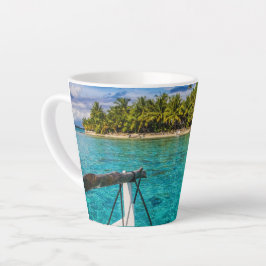 Caneca De Café Latte Foto da laguna Bora Bora Bora Bora, sobre águas tr
