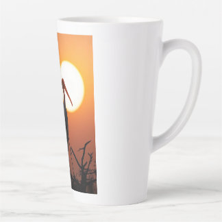 Caneca De Café Latte Foto da Silhueta da Cegonha no Pôr do Sol Pacífico