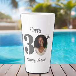 Caneca De Café Latte Foto de Aniversário de 30 Anos Ousada
