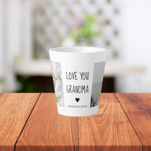 Caneca De Café Latte Foto de Colagem Moderna Ama Sua Avó Melhor Present