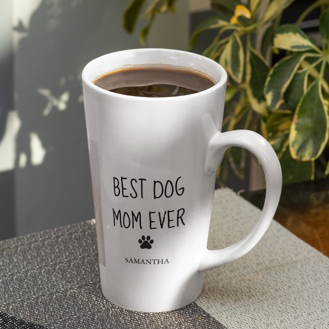 Caneca De Café Latte Foto de Colagem Moderna Melhor Cão Mãe Nunca (Criador carregado)