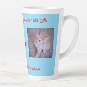 Caneca De Café Latte Foto de Gato Bom Dia, Texto de Corações & Humor, S