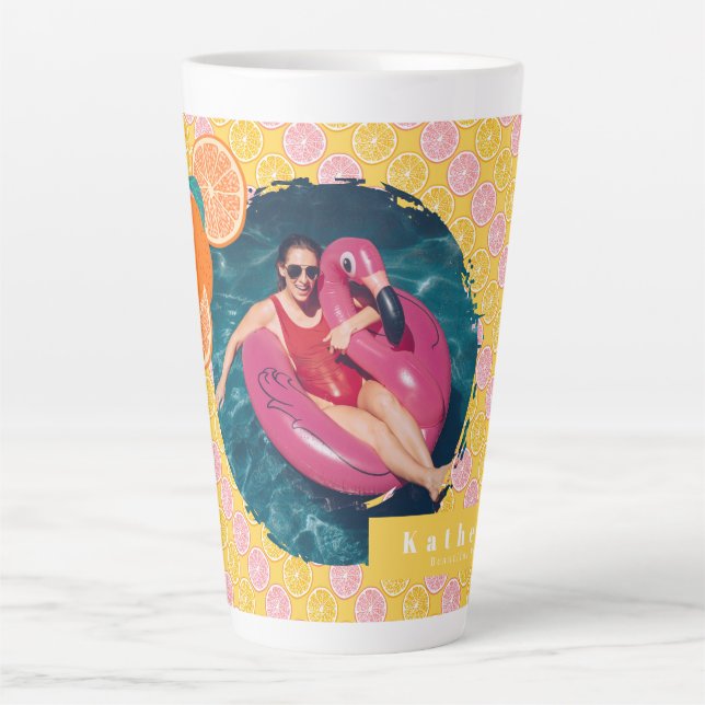 Caneca De Café Latte Foto de mostarda Orange Summer (Frente)