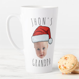 Caneca De Café Latte Foto de Natal personalizada do rosto do bebê Santa