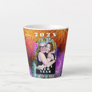 Caneca De Café Latte Foto do Feliz ano novo Fireworks