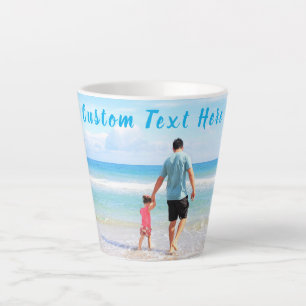 Caneca De Café Latte Foto e texto personalizados - Seu próprio Design 