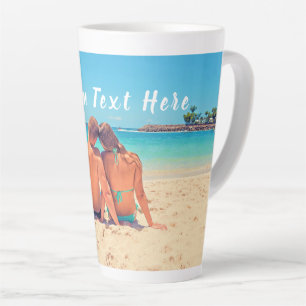 Caneca De Café Latte Foto e texto personalizados - seu próprio Design 