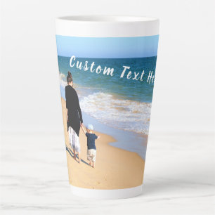 Caneca De Café Latte Foto e texto personalizados - seu próprio Design -