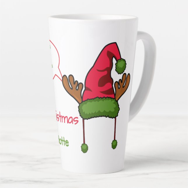 Caneca De Café Latte Foto engraçada do neto no Natal (Ângulo direito)