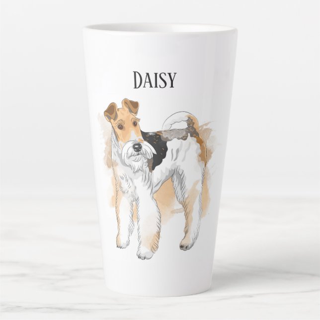 Caneca De Café Latte Foto personalizada Fox Terrier (Frente)