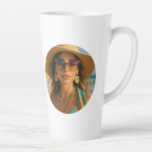 Caneca De Café Latte Foto Personalizada Retro Praias Tropicais das Baha