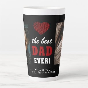 Caneca De Café Latte Foto Preta 2 do Melhor Pai Vermelho