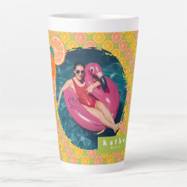 Caneca De Café Latte Foto Verde Orange Summer