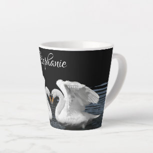 Caneca De Café Latte Fotografia animal de imagem de espelho do Cisne Br
