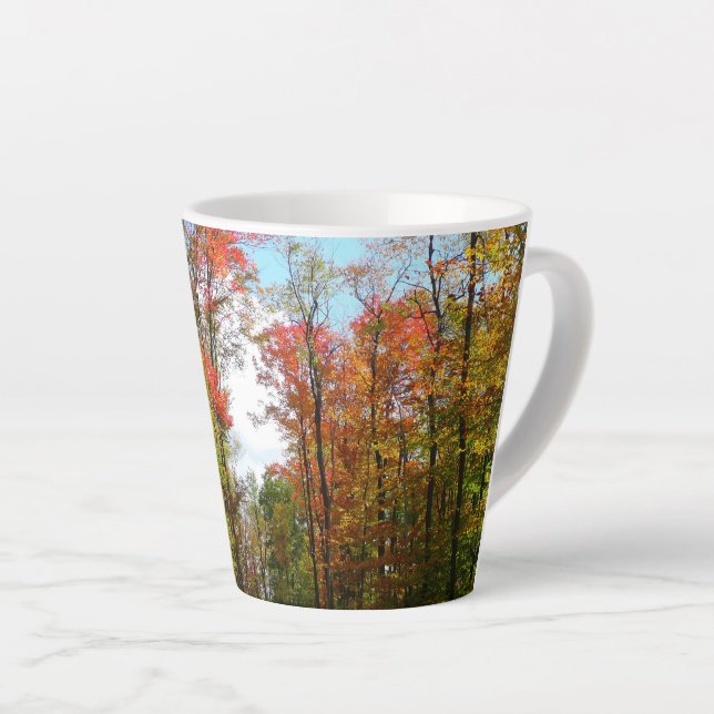 Caneca De Café Latte Fotografia da Natureza de Outono com Árvores de Ou (Ângulo direito)