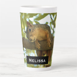 Caneca De Café Latte Fotografia de Natureza de Esquilo Curiosa