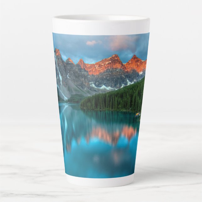 Caneca De Café Latte Fotografia de Paisagem de Montanha e Lago Cênicos (Frente)