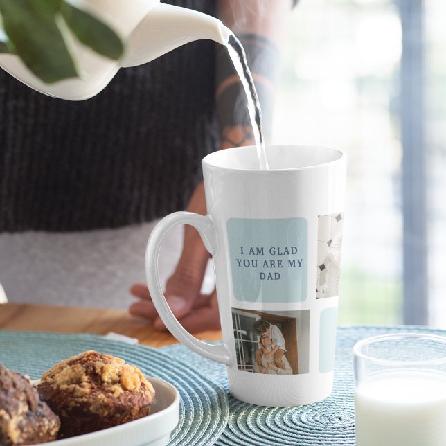 Caneca De Café Latte Fotos de Colagem Moderna - Presente Azul dos Melho (Criador carregado)