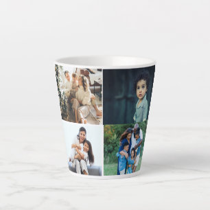 Caneca De Café Latte Fotos personalizadas de colagem moderna 4