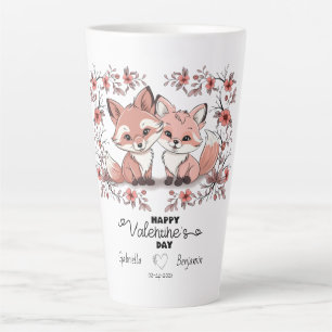 Caneca De Café Latte Fox de Bela Caricatura Amava o Dia do Namorados