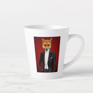 Caneca De Café Latte Fox Em Fato De Noite, Retrato