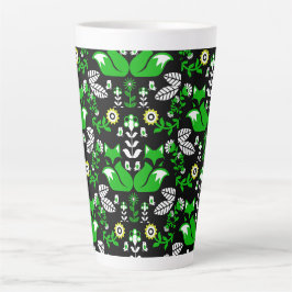 Caneca De Café Latte Fox Nordic Scandinavian Folart Tablecloth