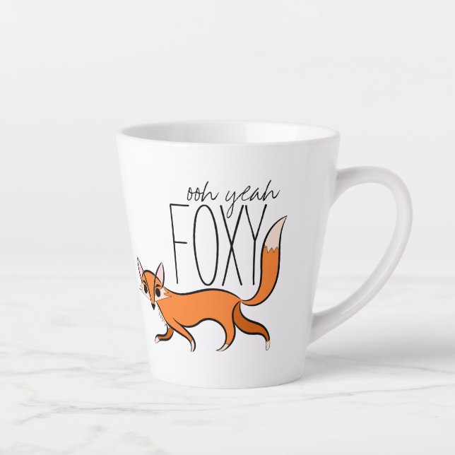 Caneca De Café Latte Foxy Cute Fox Slogan (Direita)