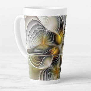 Caneca De Café Latte Fractal Abstrato 3D De Illusão Óptica Com Profundi